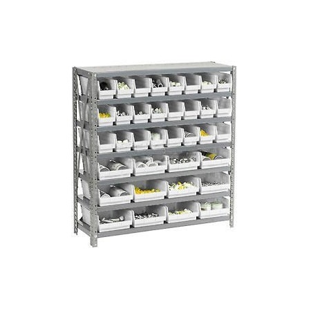 Steel Shelving - Total 36 4H Plastic Shelf Bins Ivory - 36x18x39-7 Shelves